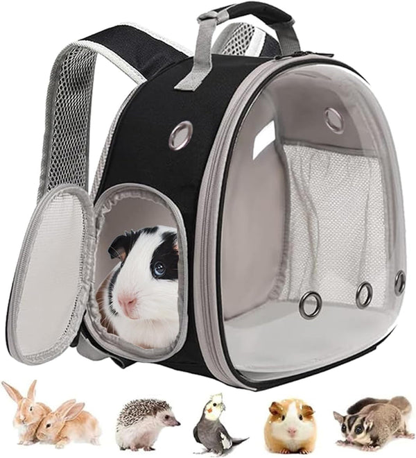 Guinea Pig Carrier Backpack, Clear Bubble Window Backpack for Guinea Pig, Bunny Rat Bird (Black, Carrier)18