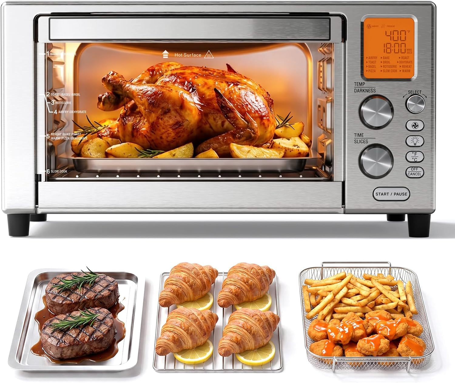 12-in-1-air-fryer-toaster-oven-combo-22l-countertop-oven-stainless-steel-1500w-convection-oven-with-rotisserie-dehydrator-and-slow-cook-6-rack-positions-and-5-accessories-included