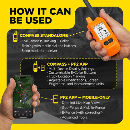 Dogtra PATHFINDER2 MINI Compass Live GPS Dog Tracking & Training System - 4-Mile Range E-Collar Handheld with No Subscription, Offline Maps, GPS Fence, Expandable up to 21 Dogs, for Dogs 15+ Lbs8