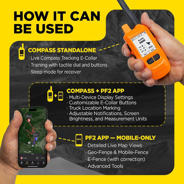 Dogtra PATHFINDER2 MINI Compass Live GPS Dog Tracking & Training System - 4-Mile Range E-Collar Handheld with No Subscription, Offline Maps, GPS Fence, Expandable up to 21 Dogs, for Dogs 15+ Lbs8