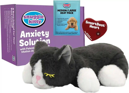 Snuggle Kitty Heartbeat Cat Toy for Kittens and Cats with Real-Feel Pulse and Heat Pack, Calming Sleep Aid for Cat Anxiety, New Kitten Essentials - Tan Tiger7