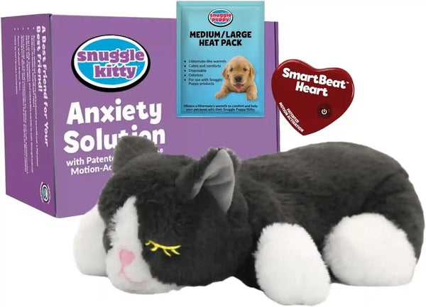 Snuggle Kitty Heartbeat Cat Toy for Kittens and Cats with Real-Feel Pulse and Heat Pack, Calming Sleep Aid for Cat Anxiety, New Kitten Essentials - Tan Tiger7