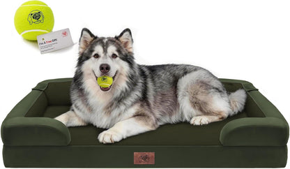 Waterproof Orthopedic Dog Bed for Extra Large Sized Dogs | Memory Foam Pet Bed Sofa with Bolster, Dog Couch with Washable Cover & Non-Slip Bottom, 42X30 Inch, Grey32