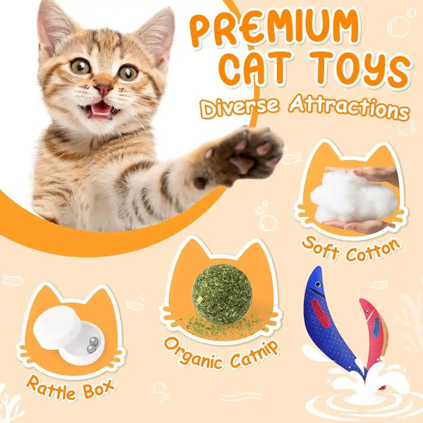 Cat Toys for Indoor Cats, 6 Pack Interactive Catnip Toys for Bored, Kitten Kicker Toy for Kitty with Sound, Cat Chew Toys for All Breeds3