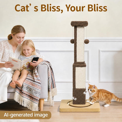 33" Tall Sisal Vertical Cat Scratching Post for Indoor Cats, Brown | Vertical Pole Post for Indoor Cat7