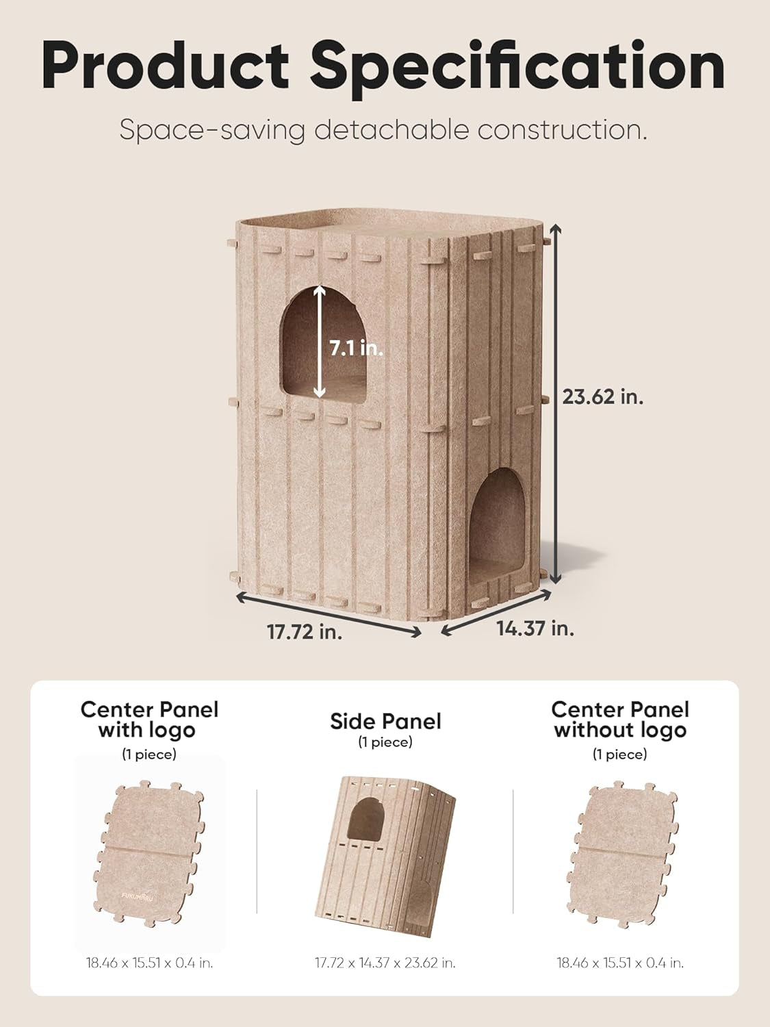 fukumaru-cat-house-for-indoor-cats-warm-felt-cat-bed-scratch-resistant-large-cat-bed-cave-3-in-1-cat-condo-cozy-felt-covered-cats-tunnel-23-62-inch-kitten-hideaway-for-multicats-beige