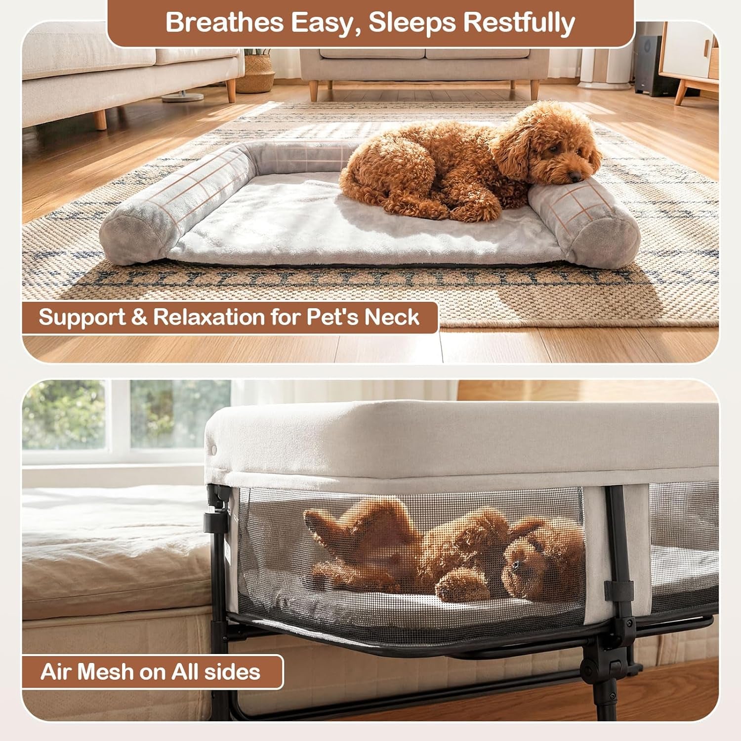 bedside-dog-bed-adjustable-to-human-bed-height-11-inch-guardrail-foldable-portable-pet-bed-attachment-improves-owners-sleep-quality-for-small-size-dogs-40-lbs-all-cats