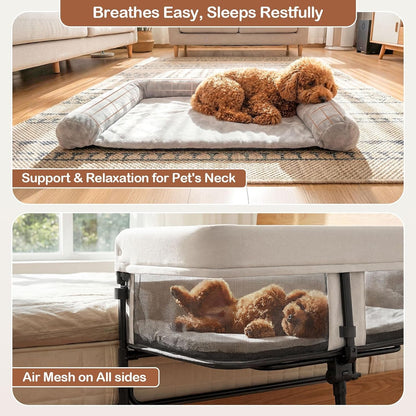 Bedside Dog Bed, Adjustable to Human Bed Height, 11-Inch Guardrail, Foldable & Portable Pet Bed Attachment, Improves Owner'S Sleep Quality, for Small Size Dogs (<40 LBS) & All Cats6