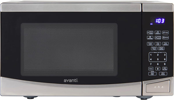 Microwave Oven 900-Watts Compact with 10 Power Levels and 6 Pre Cooking Settings, Speed Defrost, Electronic Control Panel and Glass Turntable, 0.9-Cu.Ft., Stainless Steel2