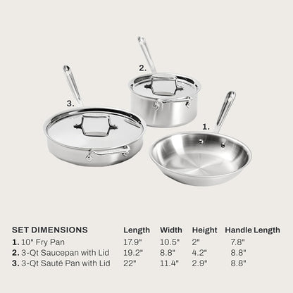 All-Clad D5 5-Ply Stainless Steel Cookware Set 5 Piece Induction Oven Broiler Safe 600F Pots and Pans Silver | the Upgrade for Supremely Even Heat, Professional, Brushed Stainless Steel, Induction Compatible, Oven Safe up to 600F2