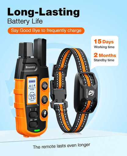 Bousnic Dog Shock Collar - 3300Ft Dog Training Collar with Remote for 5-120Lbs Small Medium Large Dogs Rechargeable Waterproof E Collar with Beep (1-8), Vibration(1-16), Safe Shock(1-99) (Orange)6