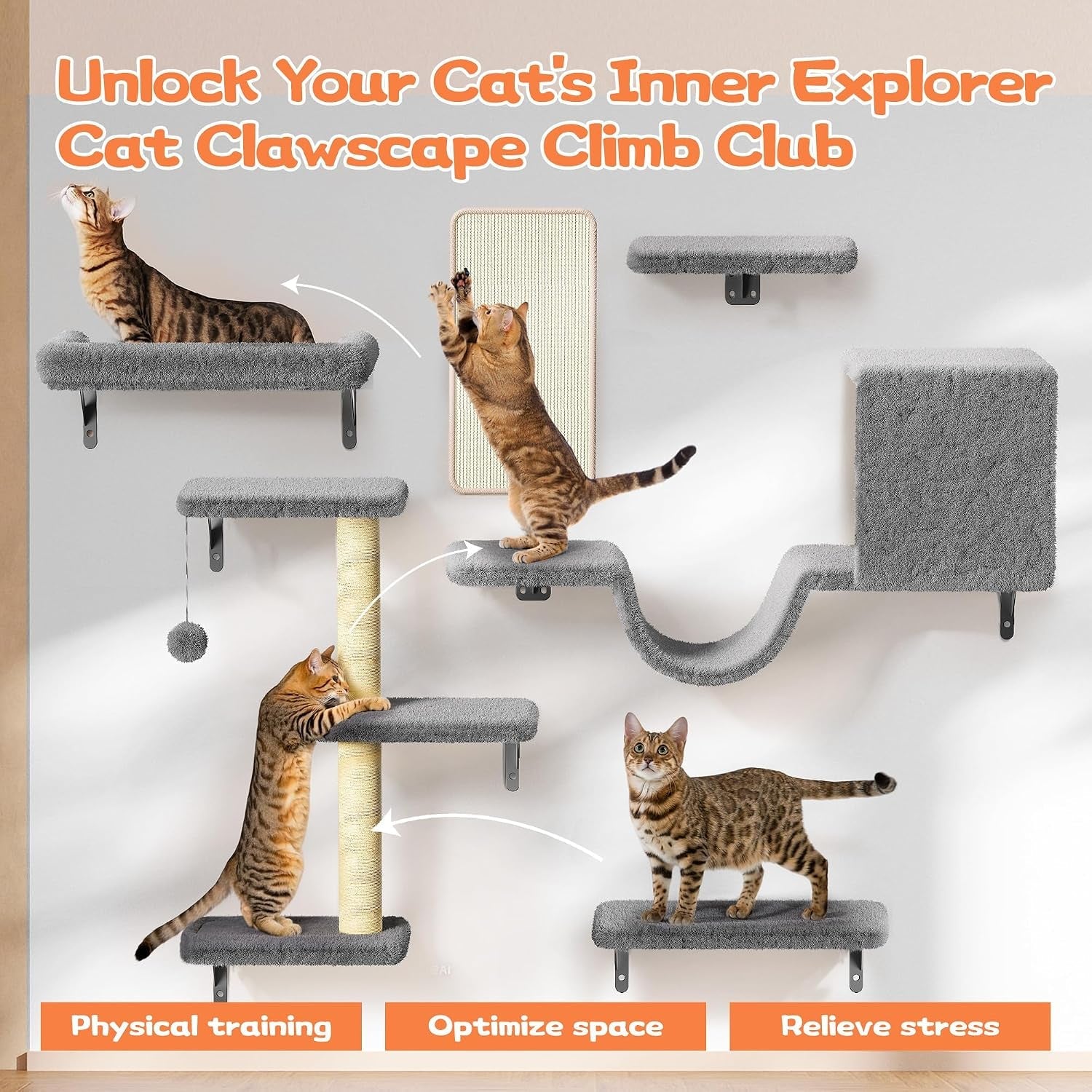 cat-wall-shelves-for-large-cats-stable-safe-kitty-walls-furniture-set-for-40lbs-cats-with-wooden-cat-climber-house-bridge-tree-steps-and-scratcher-for-16-inch-drywall-grey-5-in-1