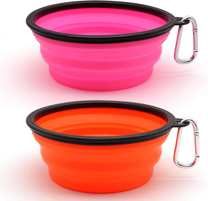 Dog Bowl Pet Collapsible Bowls, 2 Pack for Cats Dogs, Portable Pet Feeding Watering Dish for Walking Parking Traveling with 2 Carabiners (Small, Blue+Green)29