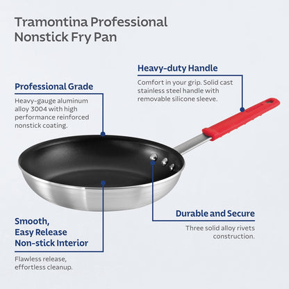 Professional 10-Inch Non Stick Frying Pan | Heavy-Gauge Aluminum Skillet with Reinforced Nonstick Coating, Red Handle, Dishwasher and Oven Safe, Made in Brazil3