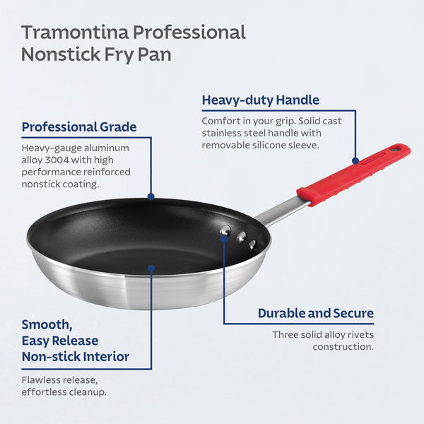 Professional 10-Inch Non Stick Frying Pan | Heavy-Gauge Aluminum Skillet with Reinforced Nonstick Coating, Red Handle, Dishwasher and Oven Safe, Made in Brazil3