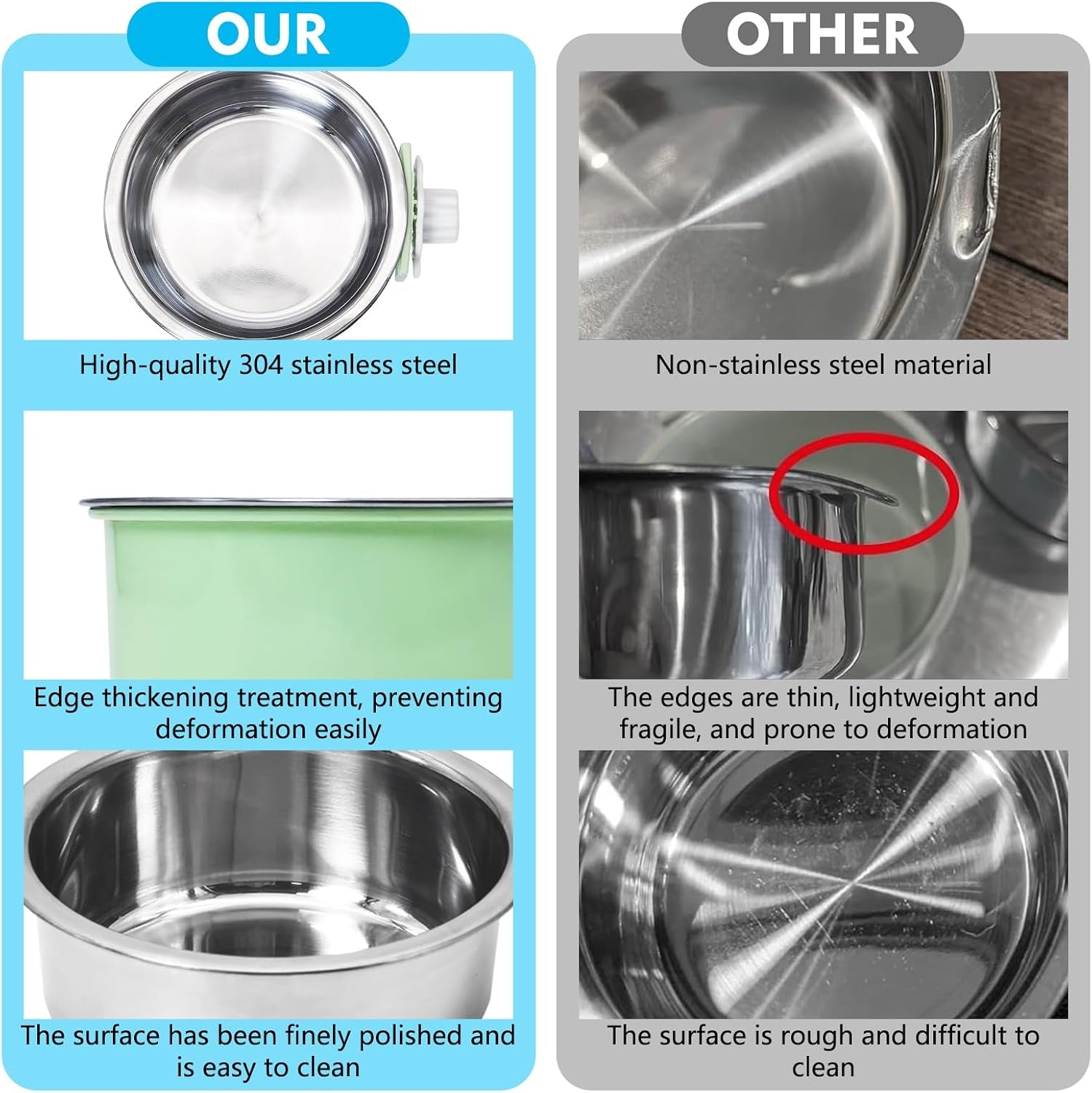 kathson-crate-dog-bowl-removable-stainless-steel-hanging-pet-kennel-cage-bowl-food-water-feeder-coop-cup-for-puppy-cat-rabbit-guinea-pigs-ferret-bird-2-pcs-size-m-blue-and-green