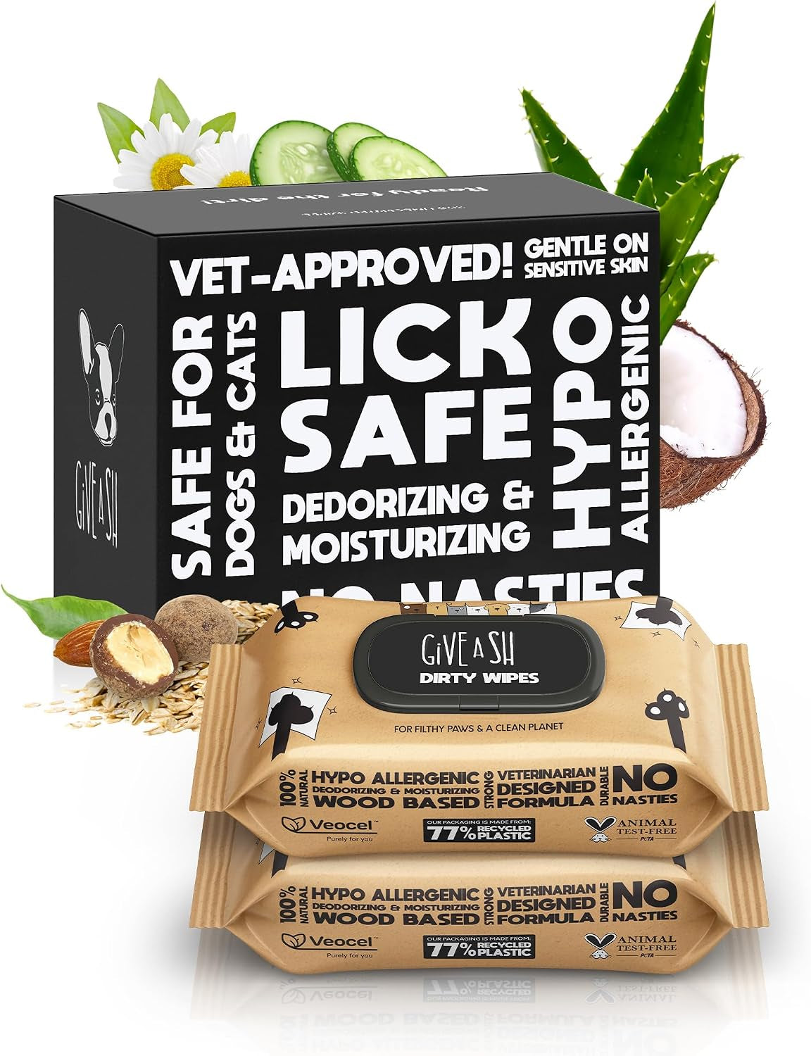 g-a-s-lick-safe-daily-pet-wipes-for-dogs-and-cats-unscented-100-count-plant-based-lyocell-fibers-certified-cruelty-free-vet-approved-hypoallergenic-for-paws-face-body-and-butt-10-to-charity
