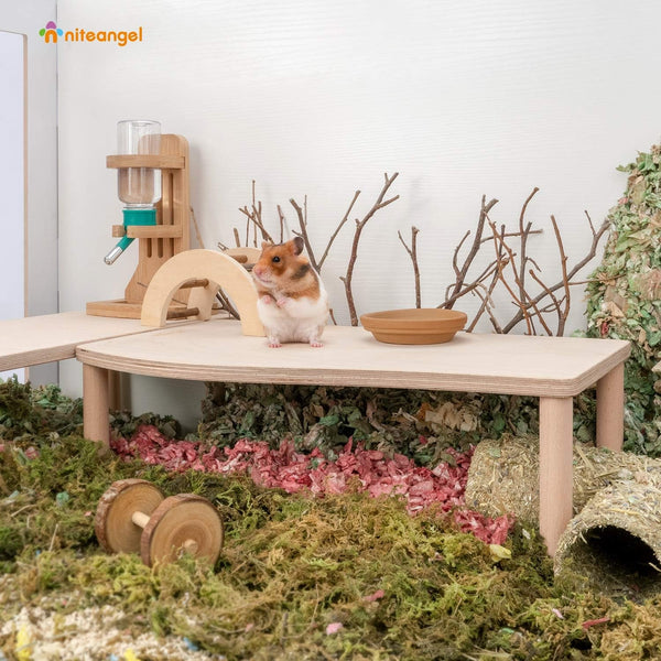 Niteangel Hamster Play Wooden Platform: Wave- 15.7" L X 9" W - 7" H | Can Maximizes Cage Space & Enriches Pet Environment for Dwarf Syrian Hamsters Gerbils Mice Degus or Other Small Pets3