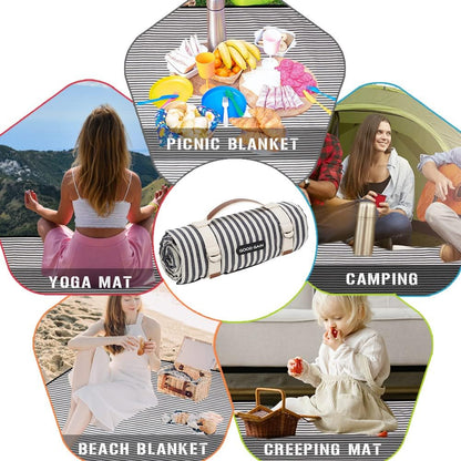 Waterproof Picnic Blanket Portable with Carry Strap for Beach Mat or Family Outdoor Camping Party (Navy Blue)7