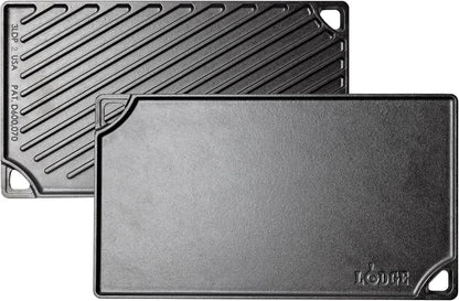 Reversible Cast Iron Grill/Griddle Pan, 16.75 X 9.5 Inches | Dual-Sided Double Burner Griddle for BBQ, Eggs, Pancakes & Burgers, Pfas-Free, Flat Top Cookware, Made in USA1