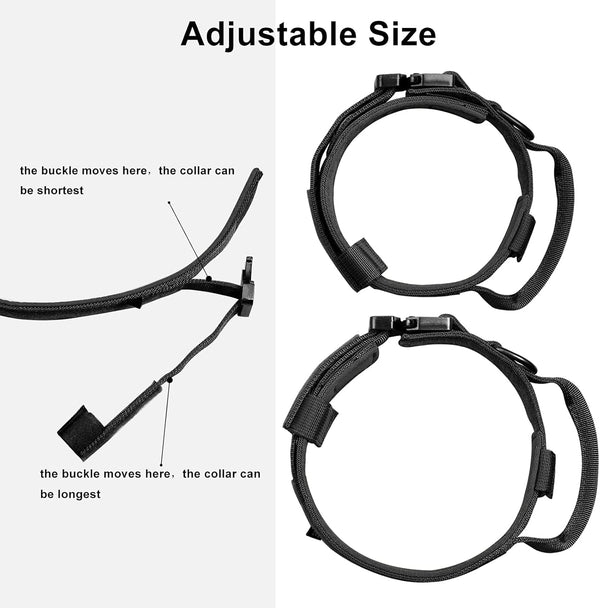 DAGANXI Tactical Dog Collar, Adjustable Military Training Nylon Dog Collar with Control Handle and Heavy Metal Buckle for Medium and Large Dogs, with Patches and Airtags Case (L, Black)3