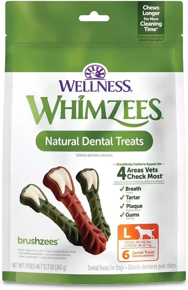 Whimzees Wellness Brushzees Natural Dog Dental Treat, VOHC Accepted Chews, Freshens Breath, Extra-Small Size, 12.7 Oz Bag, 48 Count17