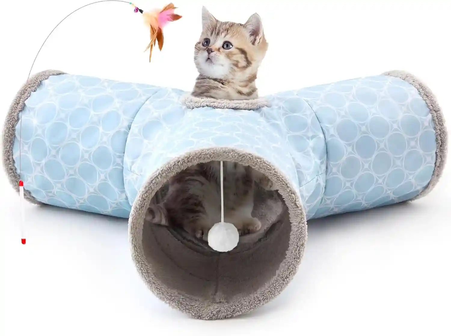tempcore-pet-cat-tunnel-tube-toys-3-way-collapsible-tunnels-for-indoor-cats-interactive-tube-with-teaser-wand-peek-holes-hanging-ball-black-blue