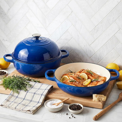Dutch Oven for Bread Baking, Bread Oven, Enameled Cast Iron Dutch Oven, Bread Pot with Dome Lid, Oven Safe up to 500°F, 6 Quart, Blue8