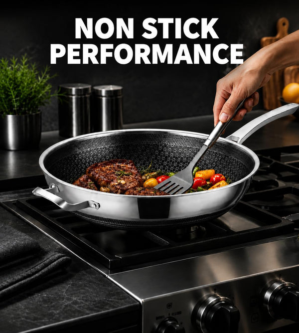 Wok Pan,Hybrid Nonstick 14 Inch Wok with Lid,Induction Non Stick Stainless Steel Large Deep Woks&Stir-Fry Pans,Stay-Cool Handle Skillets,Pfoa Free Cookware2