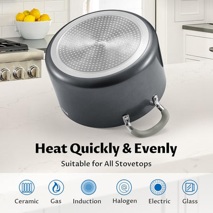 12QT Non Stick Stock Pot with Lid, Ceramic Big Cooking Pot for Soup | Stay-Cool Silicone Handles4