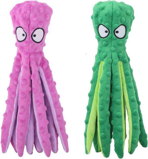 CPYOSN 2 Pack Octopus Dog Toys, No Stuffing Squeaky Crinkle Plush Chew Toys | Mess-Free Design, Interactive Squeaker & Crinkle Sounds, Machine Washable, 12.6 Inch for All Breeds8