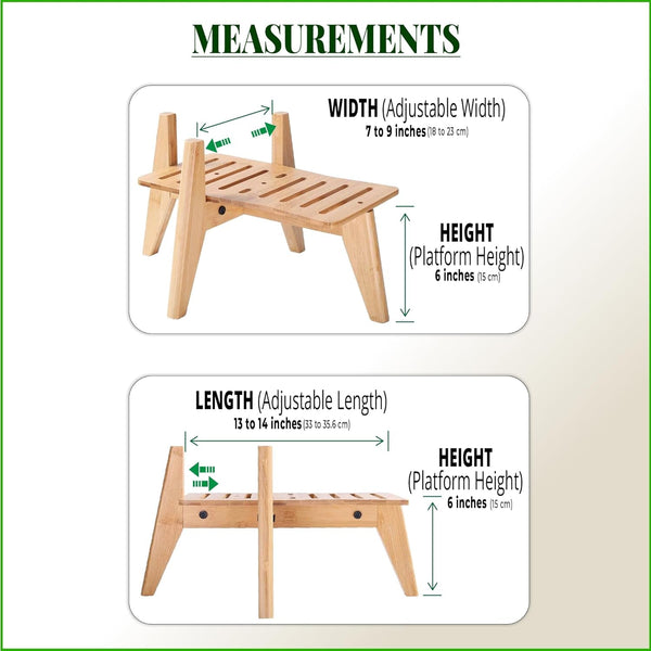 Dog Water and Food Dispenser Stand for Medium Dogs - Adjustable, Bamboo | Use to Elevate, Raise, Hold Gravity or Automatic Food Feeders and Water Bowl Dispensers - Medium2