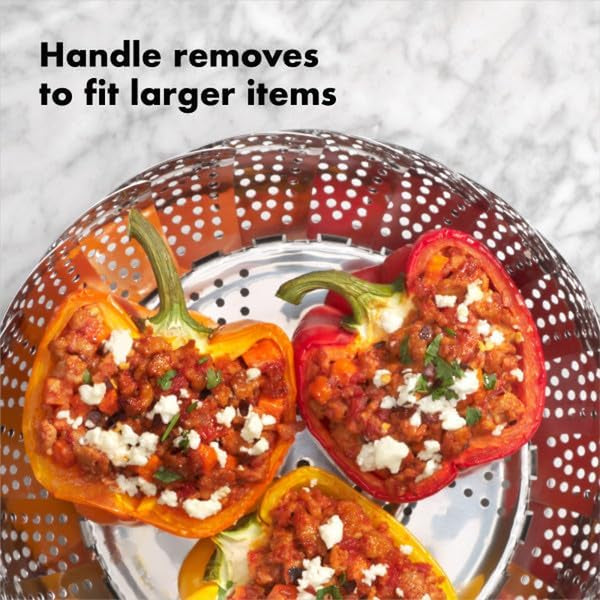 OXO Good Grips Steamer Basket - Stainless Steel, 8 Inch Diameter | Collapsible, Vegetable Steamer Insert, Adjustable Handle, Fits Multiple Pot Sizes, Dishwasher Safe5