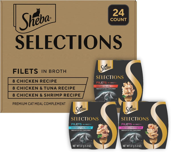Sheba Selections Wet Cat Food Complement, Chicken & Tuna, 1.3 Oz, 12 Ct | Grain-Free, Real Chicken #1 Ingredient, No Artificial Flavors, Peel & Serve, Food Topper or Treat, 1.3 Oz. Cups, Adult Food14