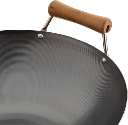 JOYCE CHEN Classic Series 14-Inch Carbon Steel Wok with Birch Handles4