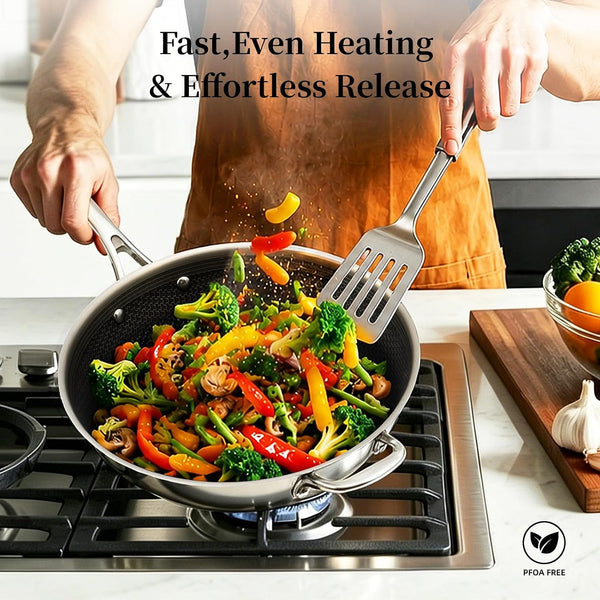 12" Hybrid Ceramic Nonstick Wok for Home Daily Cooking | Scratch-Resistant,Stay-Cool Handle,Dishwasher Oven Safe, Induction Ready, PFOA Free Compatible with All Cooktops6