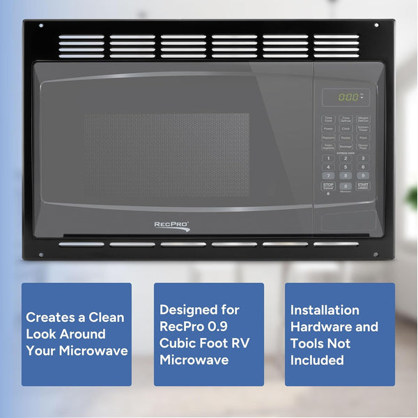 1.0 Cu. Ft. RV Microwave with Trim Kit, Black | 900W Cooking Power, 8 Express Cook Presets, 10 Power Levels, Instant Start2