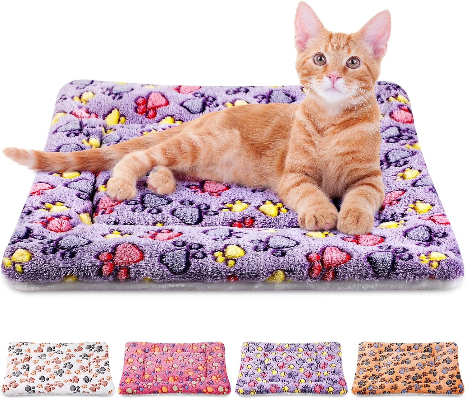 tuanse-4-pack-ultra-soft-dog-cat-bed-mat-small-animal-guinea-pig-bed-with-cute-print-reversible-fleece-dog-crate-kennel-pad-cozy-washable-thickened-hamster-pet-beds-mat13-x-19-inches-light-gray