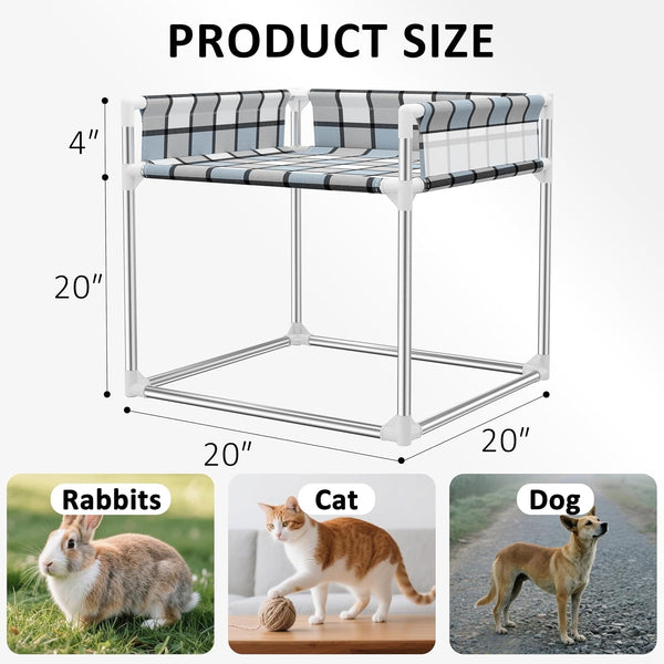 Bedside Cosleeper Dog Bed with Guardrail, 3-Fence Height Elevated Bed Dog | Extension Attached to Human Bed for Medium Dog Cat, Stainless Steel Window Perch Lounge Elevated Sleeper Hammock Furniture6