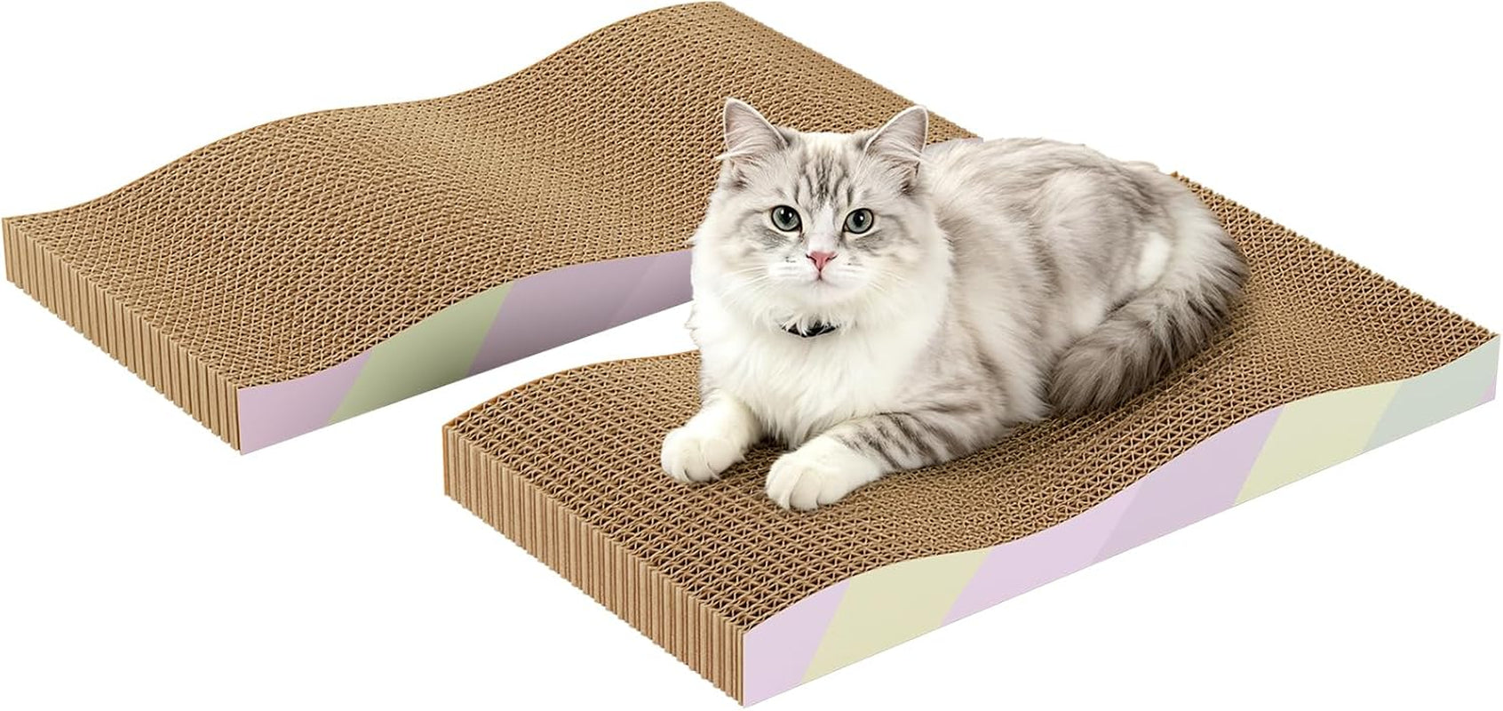 cat-scratching-board-2-pack-reversible-cat-scratcher-pad-large-odor-free-double-sided-use-wave-shape-sturdy-extra-large-custom-corrugated-board-2-count-cat-toys