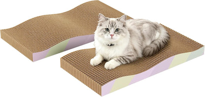 Cat Scratching Board 2-Pack, Reversible Cat Scratcher Pad, Large | Odor-Free,Double-Sided Use,Wave Shape,Sturdy,Extra Large,Custom Corrugated Board,2 Count,Cat Toys9