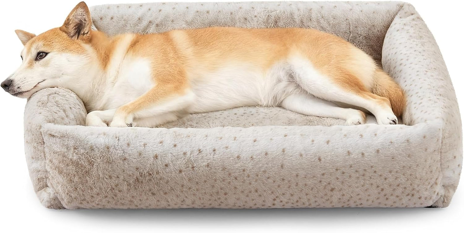 joejoy-dog-bed-medium-size-dog-removable-washable-cover-orthopedic-soft-pet-bed-anti-slip-fluffy-plush-faux-rabbit-fur-puppy-bed-30x24x8-leopard-print-grey