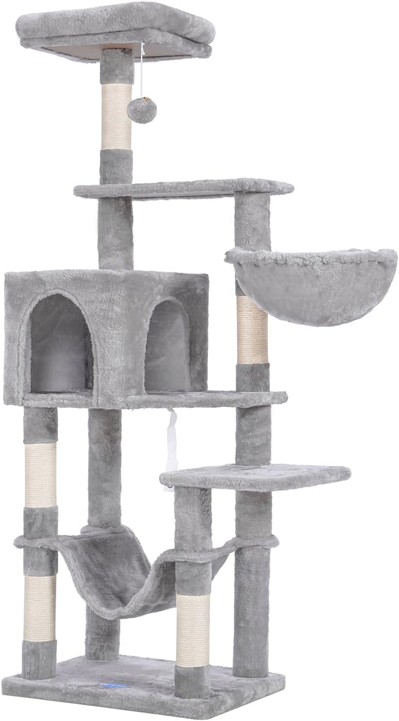 hey-brother-cat-tree-with-large-hammock-multi-level-cat-tower-for-indoor-cats-cat-condo-with-sisal-covered-scratching-posts-and-top-perch-light-gray-mpj050w