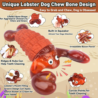 BIKIISEN Squeaky Dog Toys for Aggressive Chewers for Large Dogs, Interactive Chew Toys to Keep Them Busy, Indestructible Toys, Tough Toys for Medium Large Dogs (Red)5