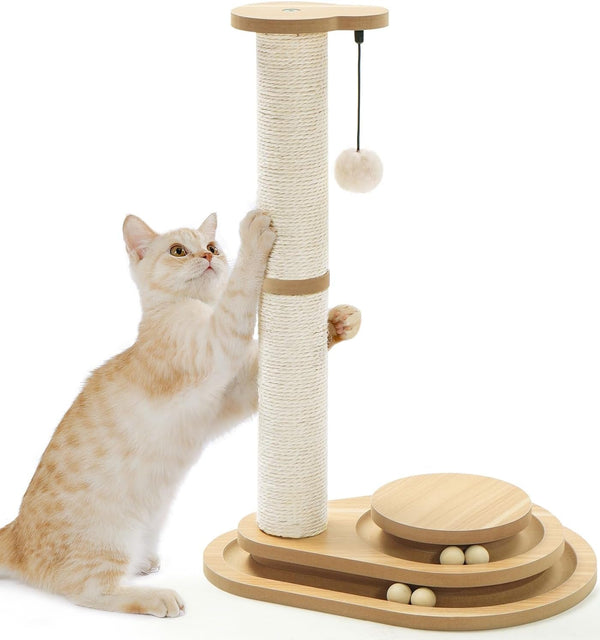 Made4Pets Kitten Toy Scratching Post for Indoor Cats with Ball Track | Interactive Cat Scratching Post with Natural Sisal Rope, Rolling Ball Track and Durable Plywood Base, Modern Home Décor10