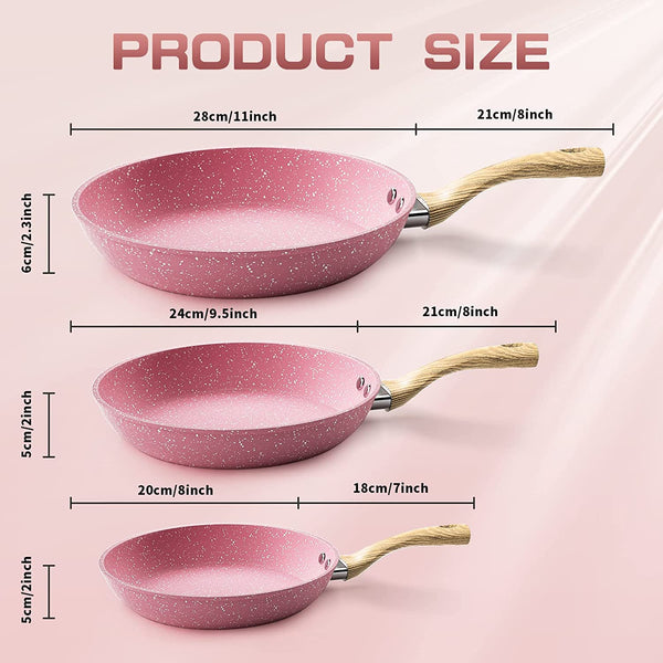 8-Inch Pink Nonstick Frying Pan Small Egg Pan Skillet | Even Heating All Stove Compatible, PFOA PFOS Free, Granite Stone Cookware Skillet, Healthy and Non Toxic6