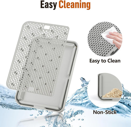 Large Cat Litter Box Step Mat, 16.5"X11.2" Cat Ramp Stairs, Cat Litter Catcher for Self-Cleaning Litter Box, Cats Pedal Step Stool Ideal for Kitten & Older Cats (Light Grey)5
