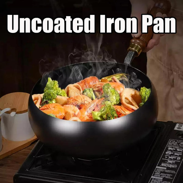 2026 New Japanese Cast Iron Cookware, Japanese Cast Iron Pot, Hand-Forged Non Stick Uncoated Iron Pan Wok with Lid, Woks & Stir-Fry Pans, for Gas and Induction Stoves (Hammer, 11In)4