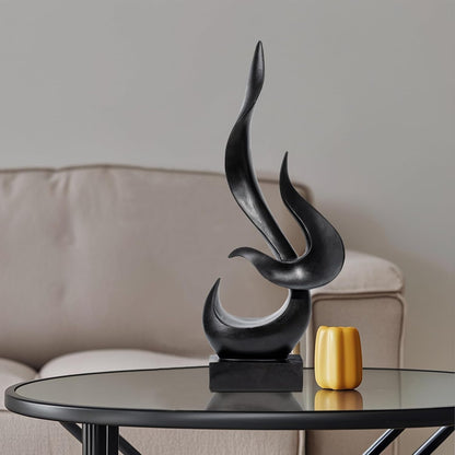 Black Fire Flame Sculpture, Art Modern Abstract Statue, Shelf Accents Decor | Modern Home Resin Sculptures Decorative Objects,Table Top Decor for Livingroom Home Decor,Office Shelf Sculpture7