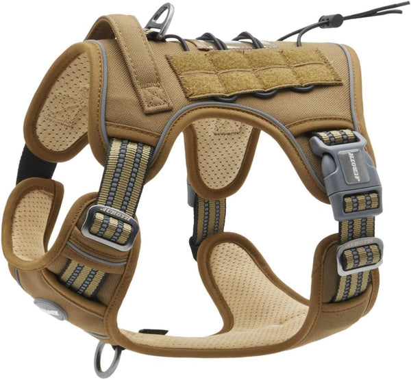 Auroth Tactical Dog Harness for Large Dogs No Pull Adjustable Pet Harness Reflective K9 Working Training Easy Control Pet Vest Military Service Dog Harnesses Army Yellow L33